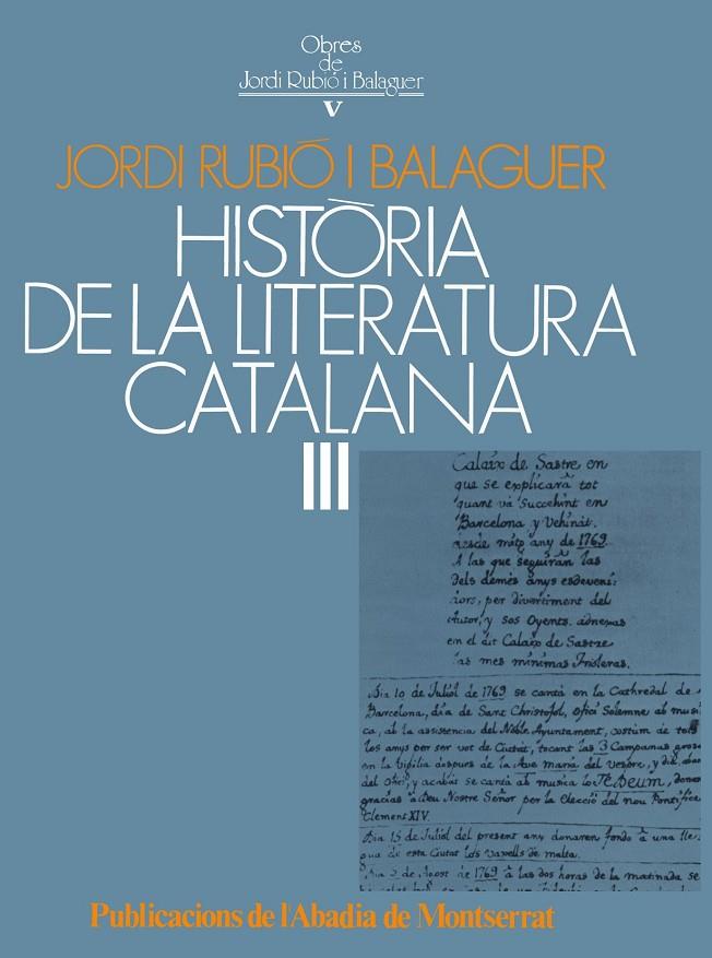 HISTORIA DE LA LITERATURA CATALANA 3 | 9788472028296 | RUBIO BALAGUER, JORD