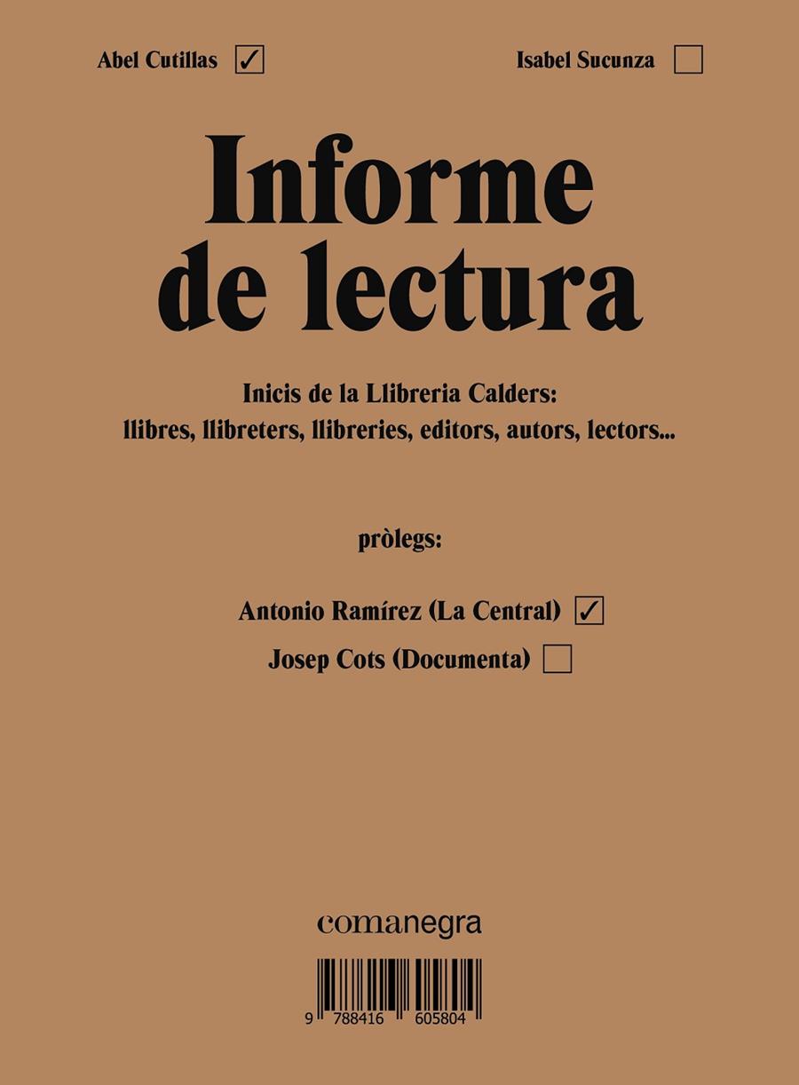 INFORME DE LECTURA | 9788416605804 | CUTILLAS, ABEL - SUCUNZA, ISABEL