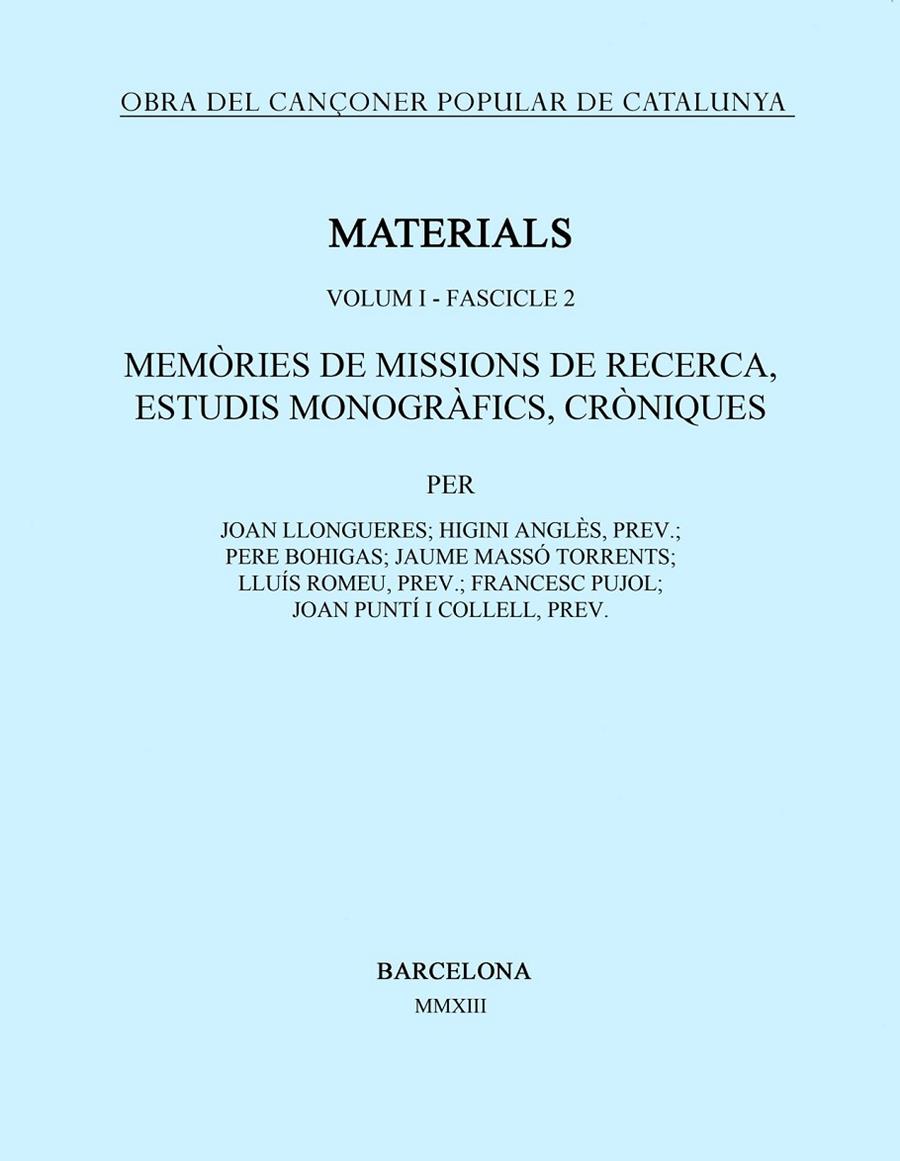 MEMORIES DE MISSIONS DE RECERCA. VOL. I - FASCICLE 2 | 9788498835939 | AAVV