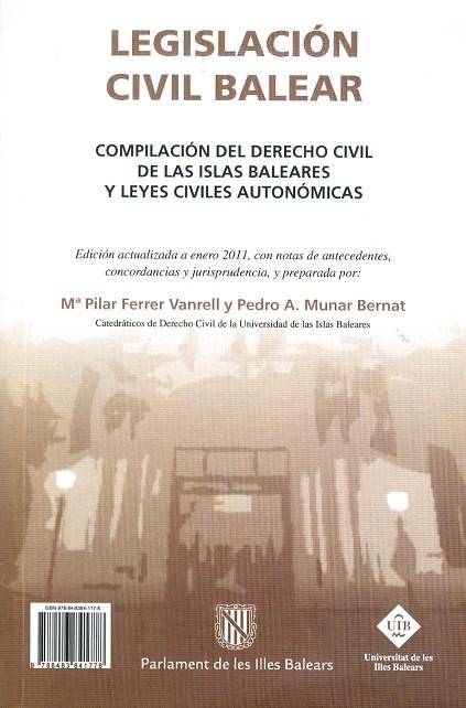 LEGISLACIO CIVIL BALEAR/LEGISLACION CIVIL BALEAR | 9788483841778 | FERRER VANRELL, Mª PILAR - MUNAR BERNAT, PEDRO A.